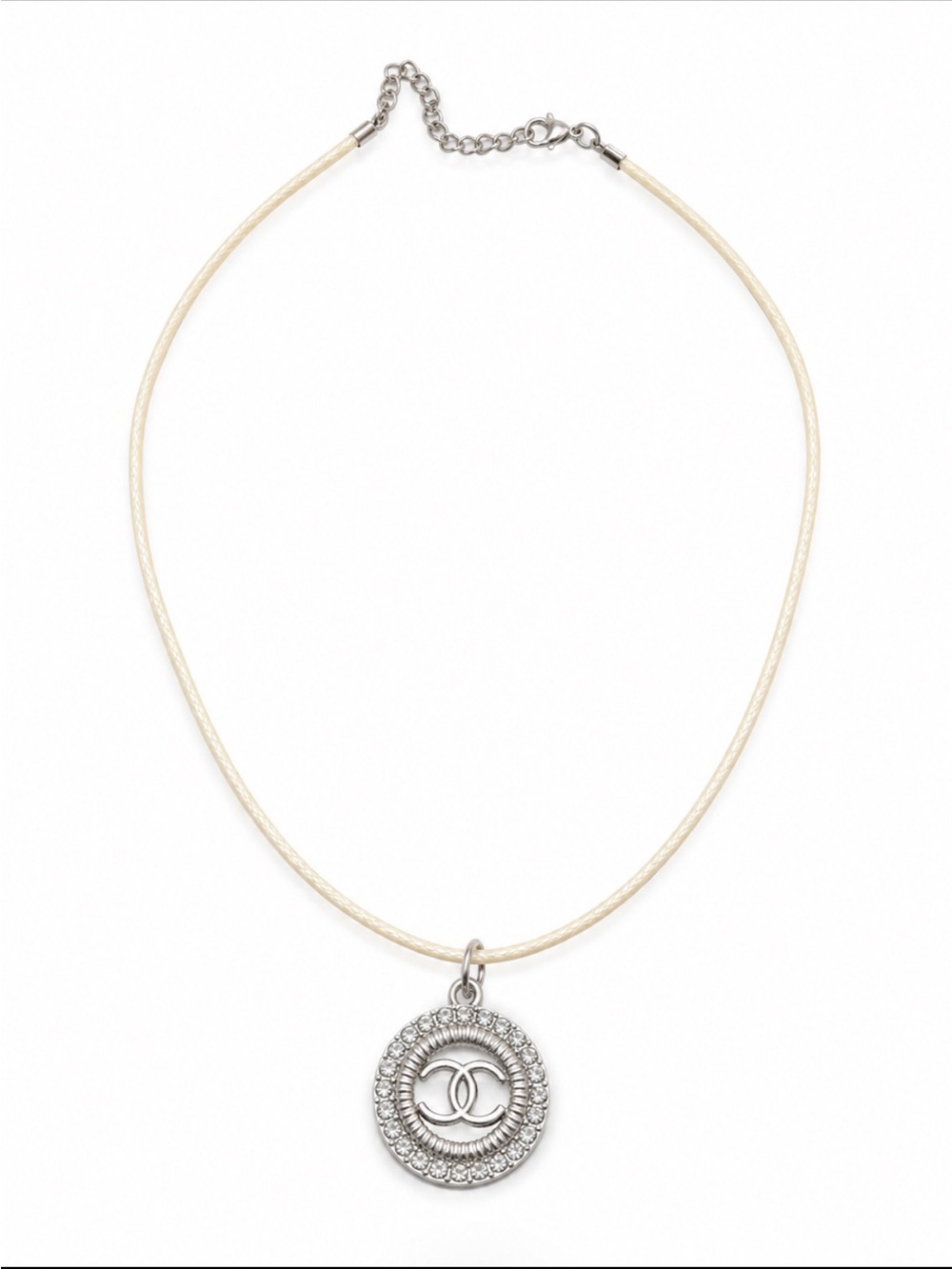 CC Charm on Cream Leather Cord - Picture 2 of 5